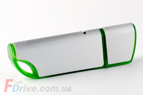 Зеленая флешка с матовой металлической вставкой